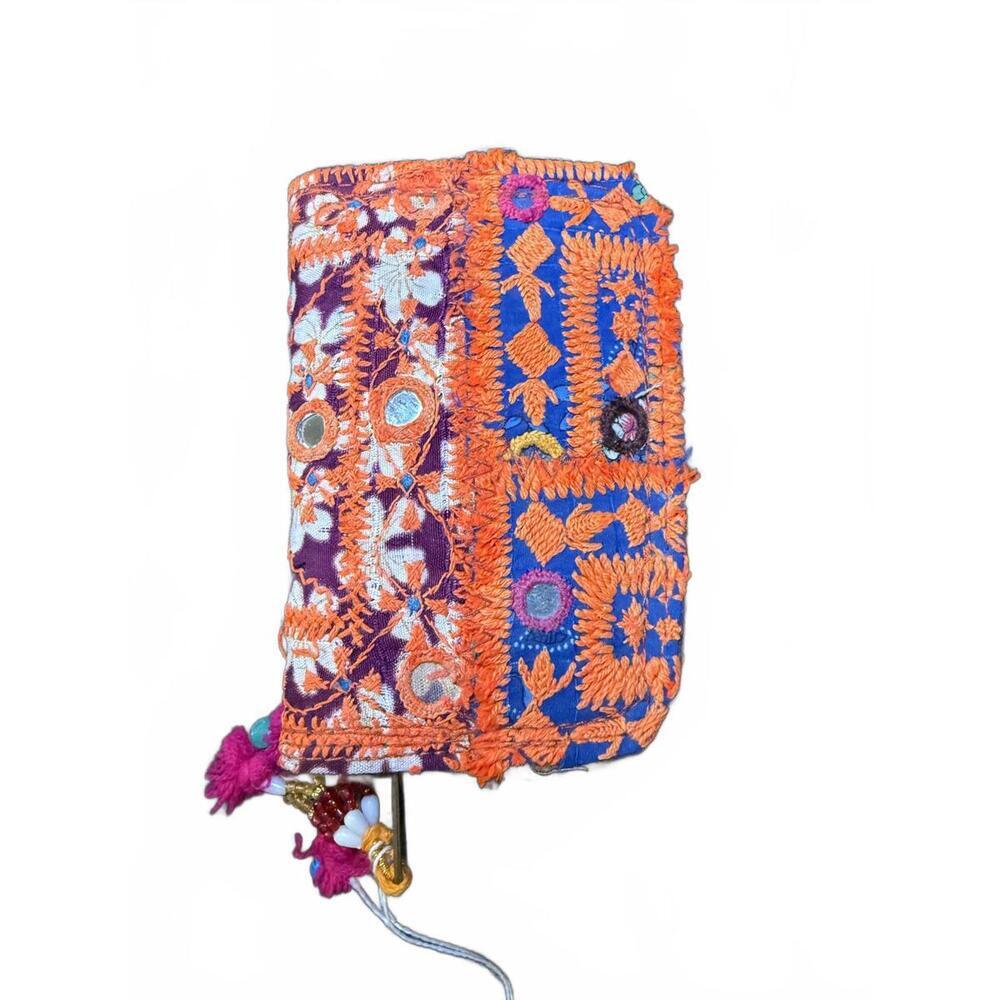 Handcrafted Afghan Embroidered Wallet with Tassel Accents